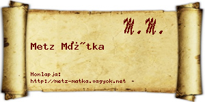 Metz Mátka névjegykártya